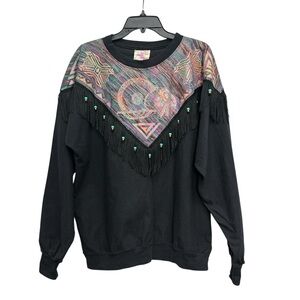 Hazelwood Southwestern Fashion Vintage Beaded Fringe Cowgirl Shirt XL Western